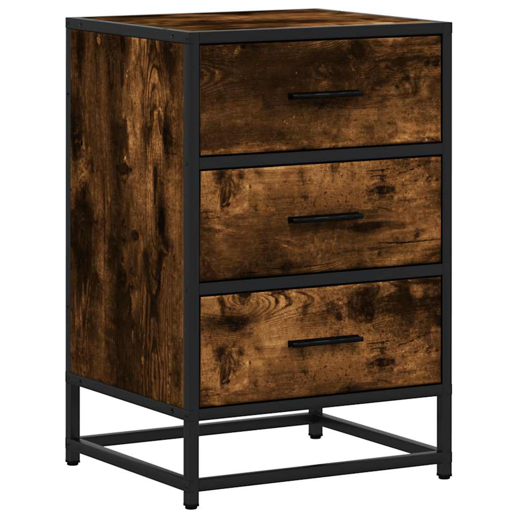 Bedside table smoked oak 40x34.5x60 cm wood material and metal