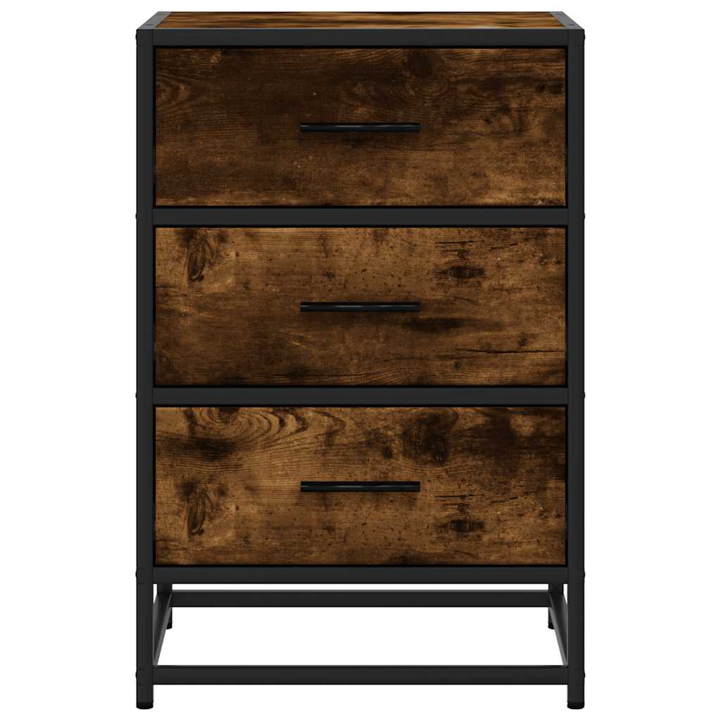 Bedside table smoked oak 40x34.5x60 cm wood material and metal