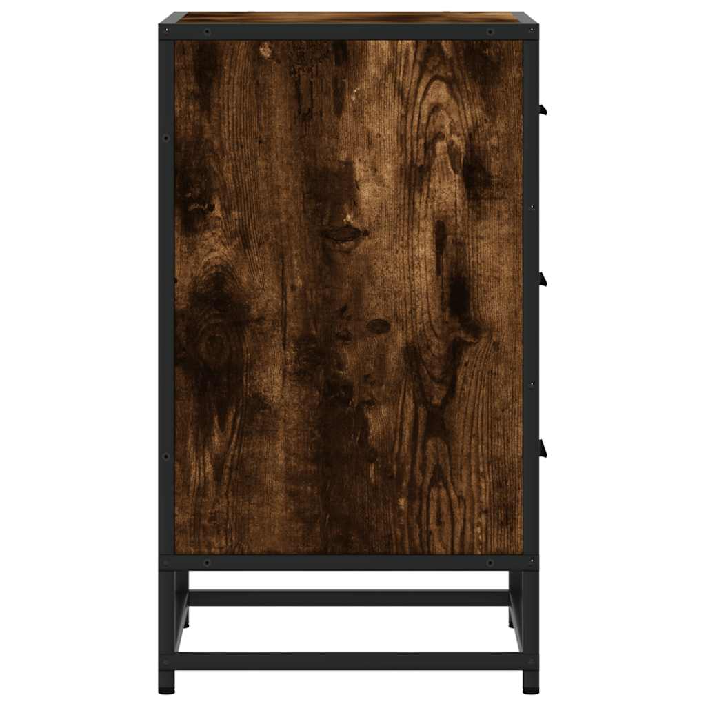 Bedside table smoked oak 40x34.5x60 cm wood material and metal