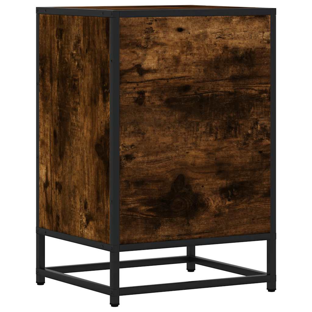 Bedside table smoked oak 40x34.5x60 cm wood material and metal