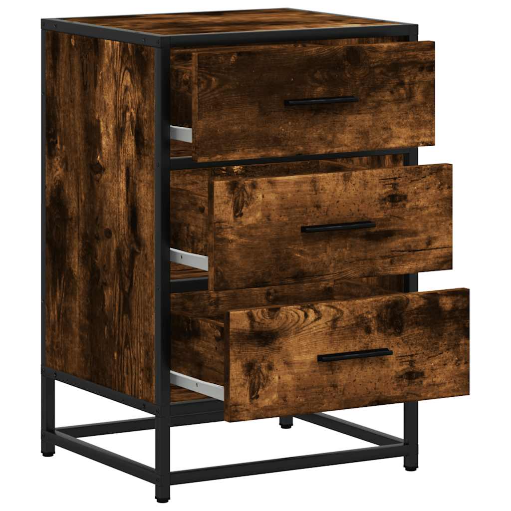 Bedside table smoked oak 40x34.5x60 cm wood material and metal
