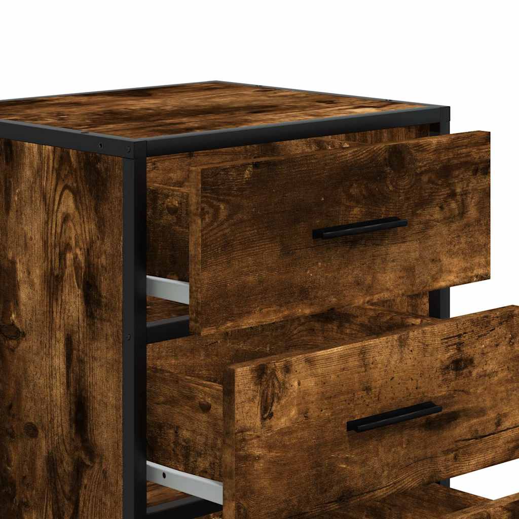 Bedside table smoked oak 40x34.5x60 cm wood material and metal