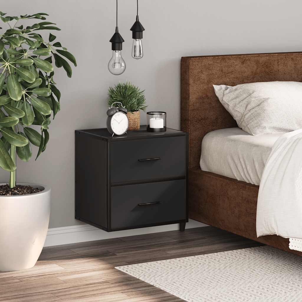 Wall-mounted bedside table black 40x31x39.5 cm