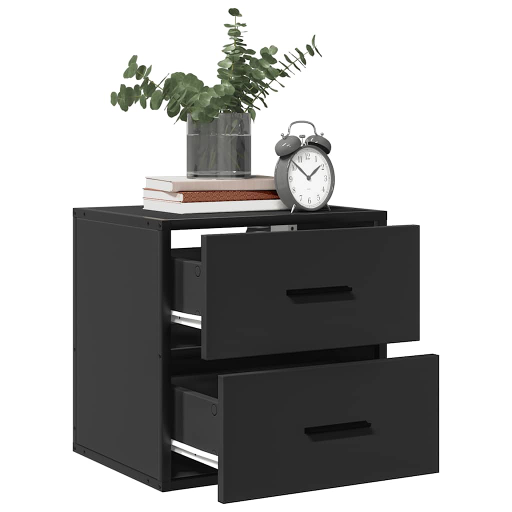 Wall-mounted bedside table black 40x31x39.5 cm