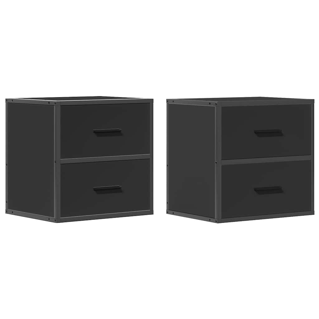 Wall-mounted bedside tables, 2 pieces, black, 40 x 31 x 39.5 cm