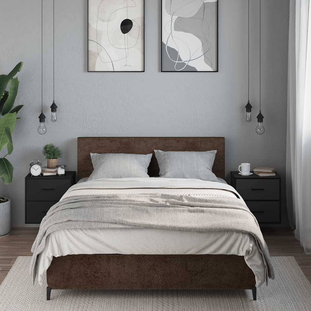 Wall-mounted bedside tables, 2 pieces, black, 40 x 31 x 39.5 cm