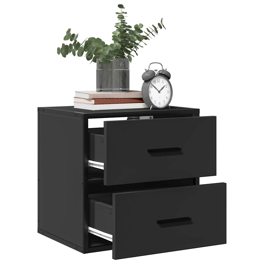 Wall-mounted bedside tables, 2 pieces, black, 40 x 31 x 39.5 cm