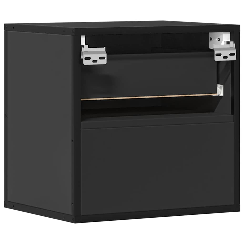 Wall-mounted bedside tables, 2 pieces, black, 40 x 31 x 39.5 cm