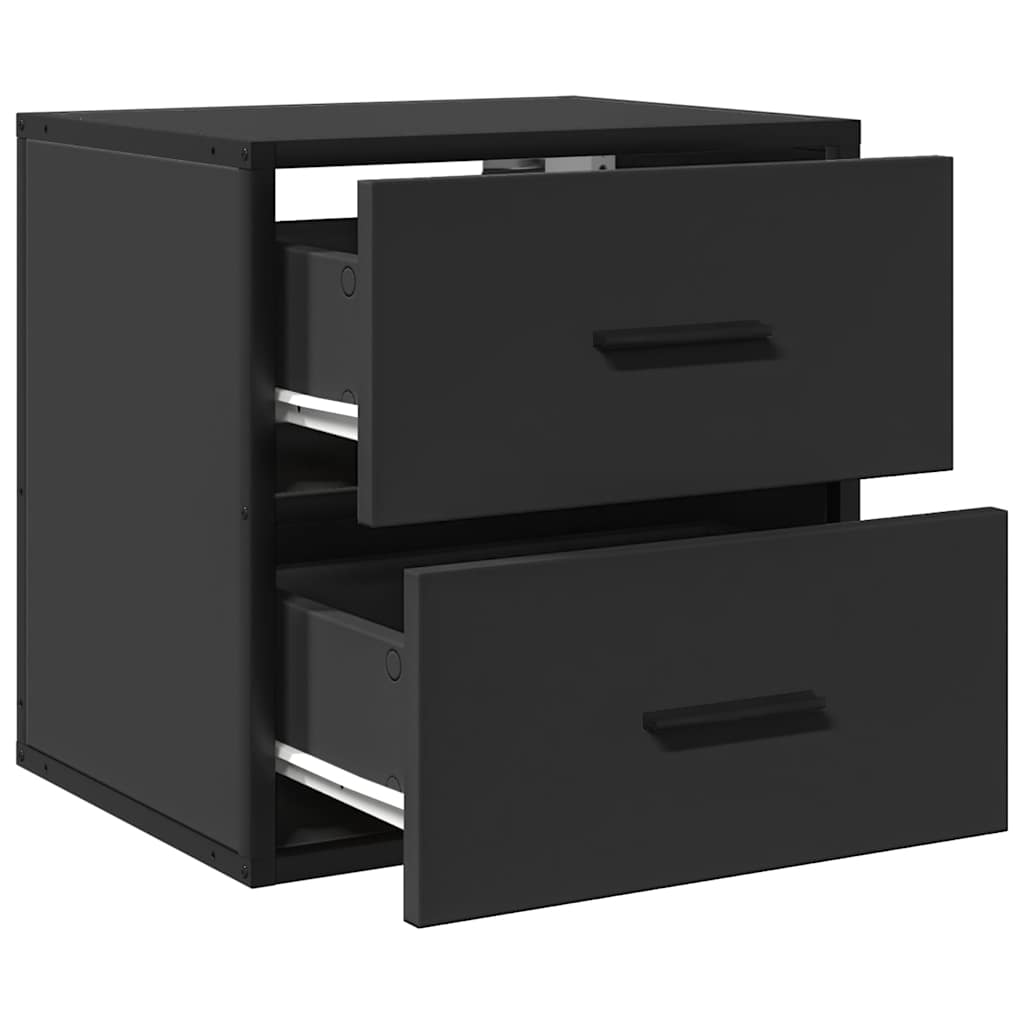 Wall-mounted bedside tables, 2 pieces, black, 40 x 31 x 39.5 cm