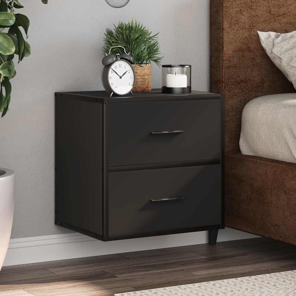 Wall-mounted bedside tables, 2 pieces, black, 40 x 31 x 39.5 cm
