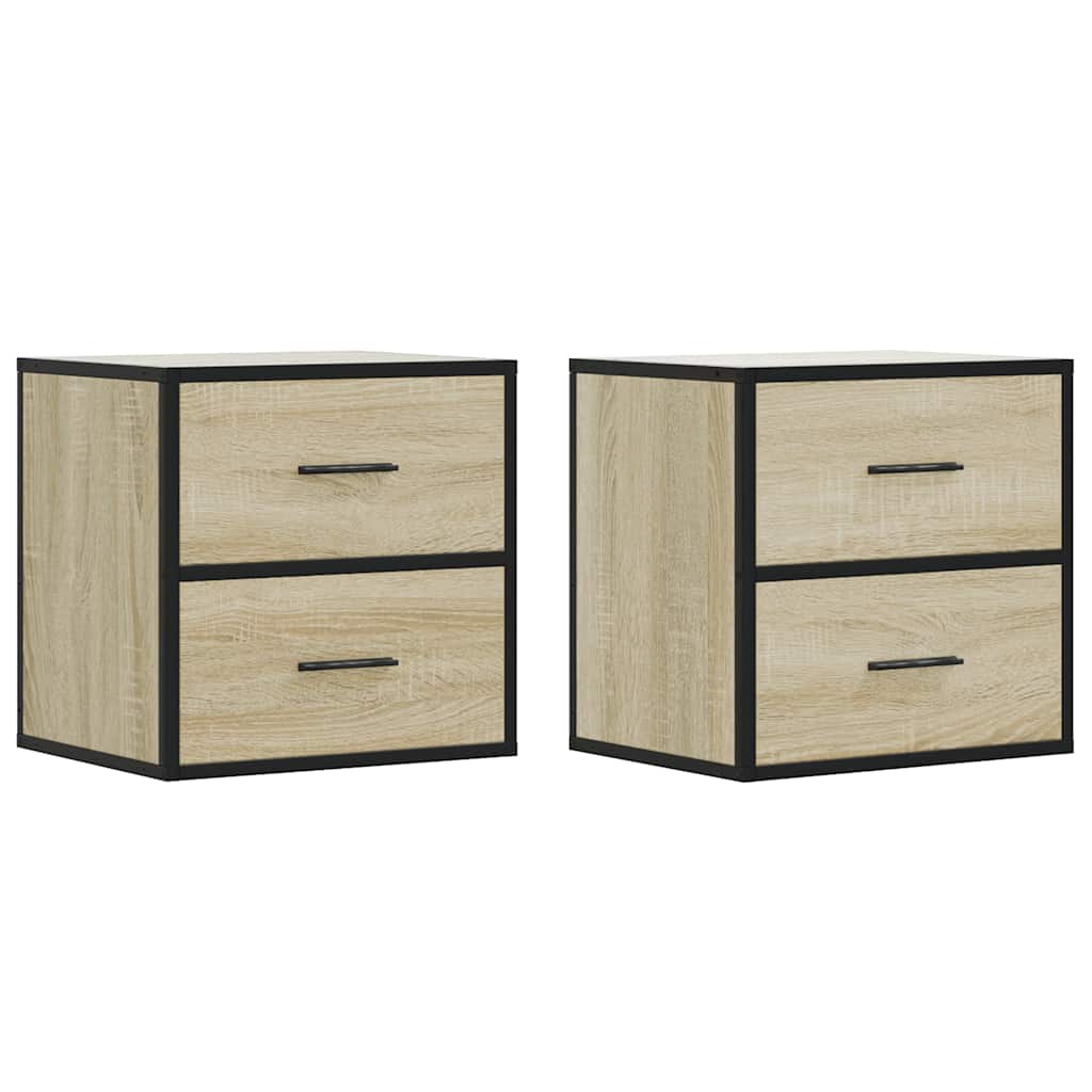 Wall-mounted bedside tables, 2 pieces, Sonoma oak, 40 x 31 x 39.5 cm