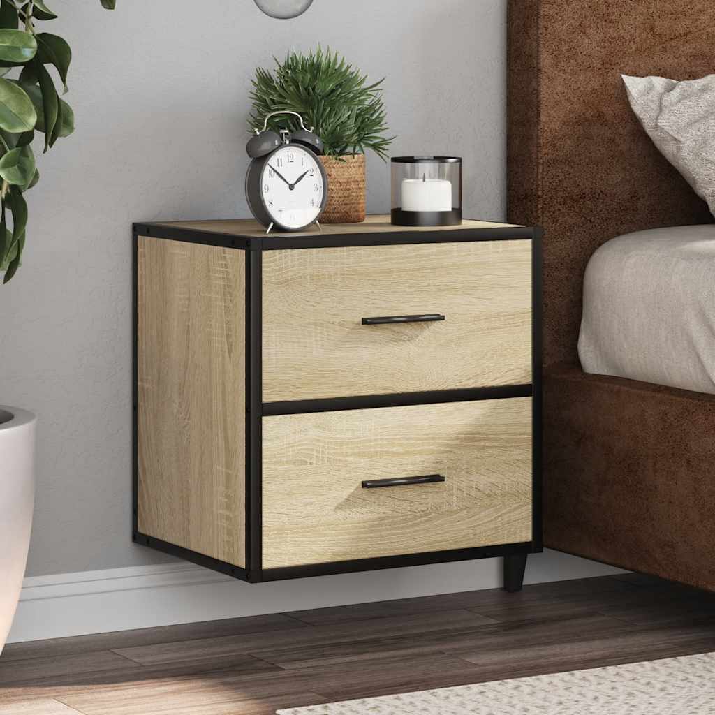 Wall-mounted bedside tables, 2 pieces, Sonoma oak, 40 x 31 x 39.5 cm