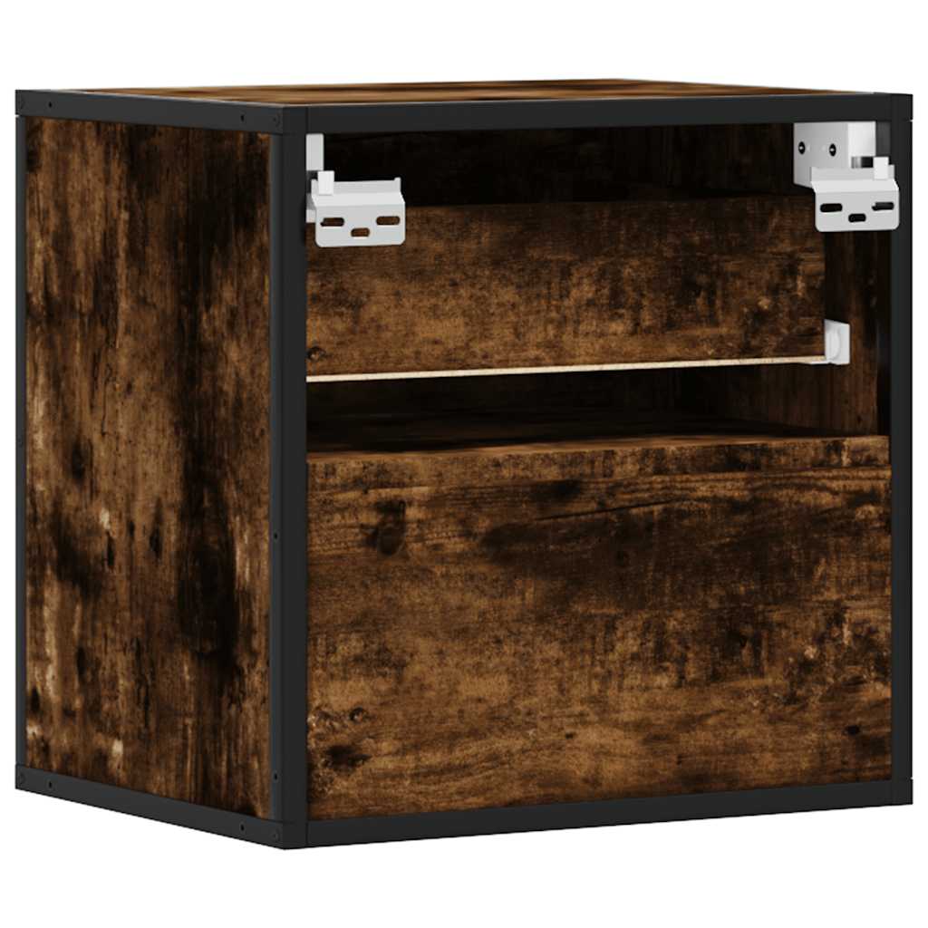 Table de chevet murale en chêne fumé 40x31x39,5 cm