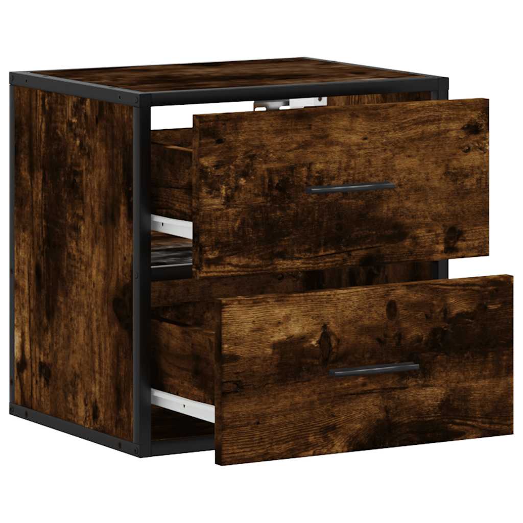 Table de chevet murale en chêne fumé 40x31x39,5 cm
