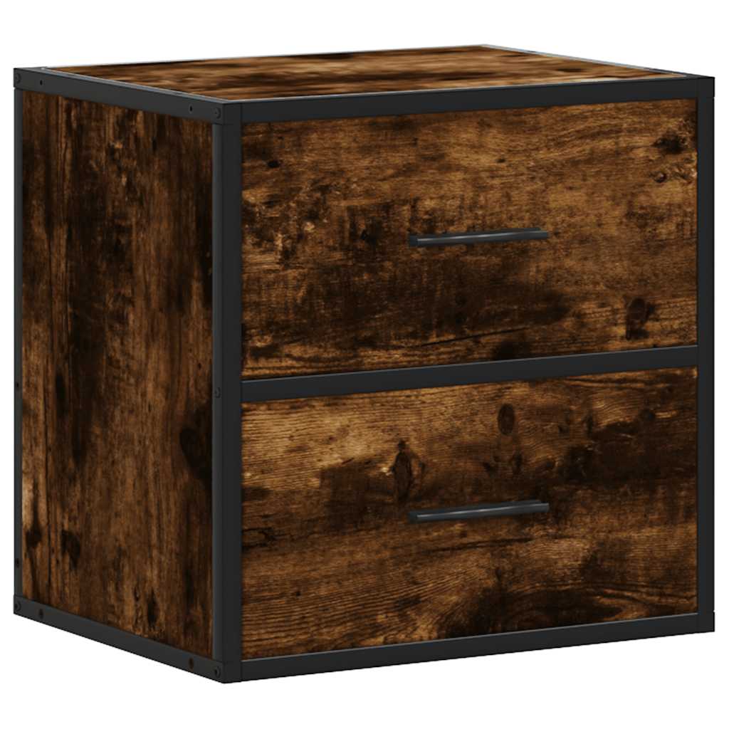 Wall-mounted bedside tables, 2 pieces, smoked oak, 40 x 31 x 39.5 cm