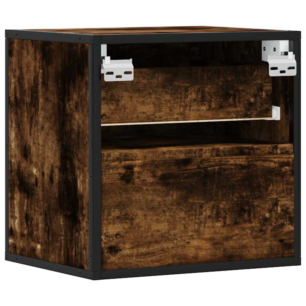 Wall-mounted bedside tables, 2 pieces, smoked oak, 40 x 31 x 39.5 cm