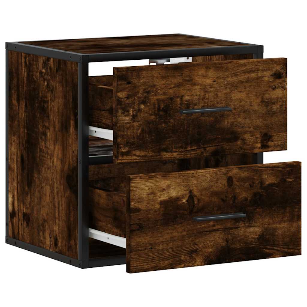 Wall-mounted bedside tables, 2 pieces, smoked oak, 40 x 31 x 39.5 cm