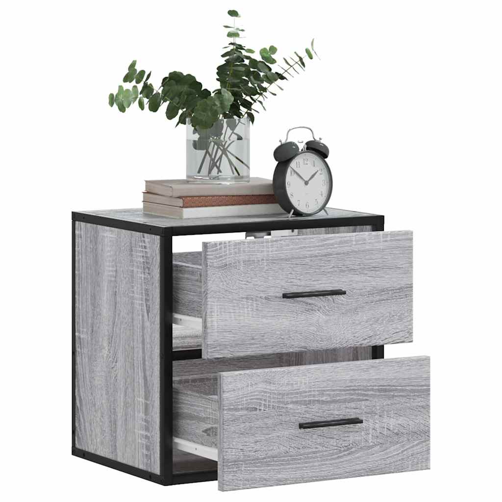 Wall-mounted bedside table, gray Sonoma, 40x31x39.5 cm