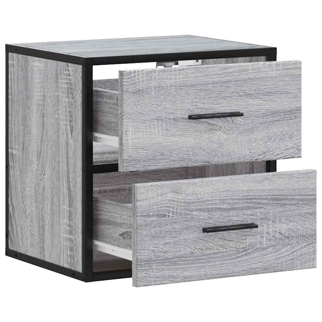 Wall-mounted bedside table, gray Sonoma, 40x31x39.5 cm