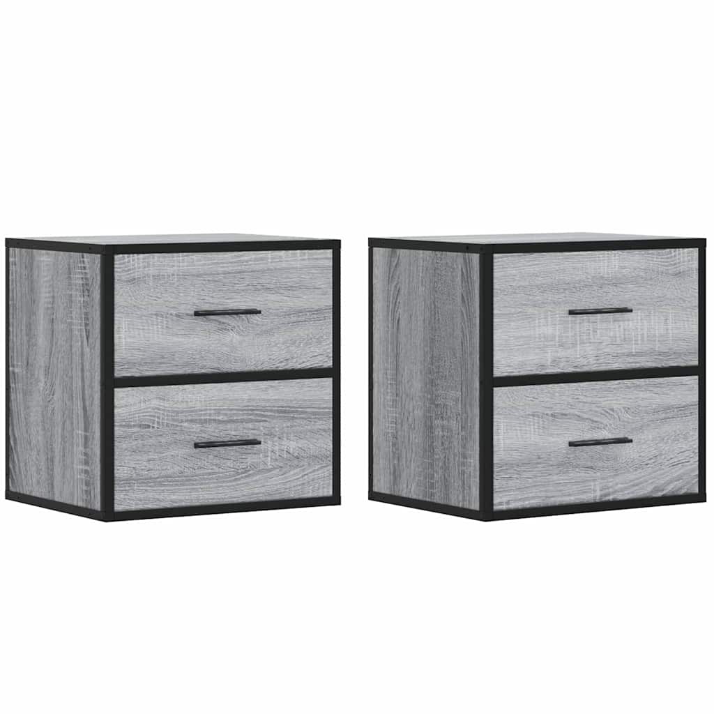 Wall-mounted bedside tables, 2 pieces, Sonoma gray, 40 x 31 x 39.5 cm