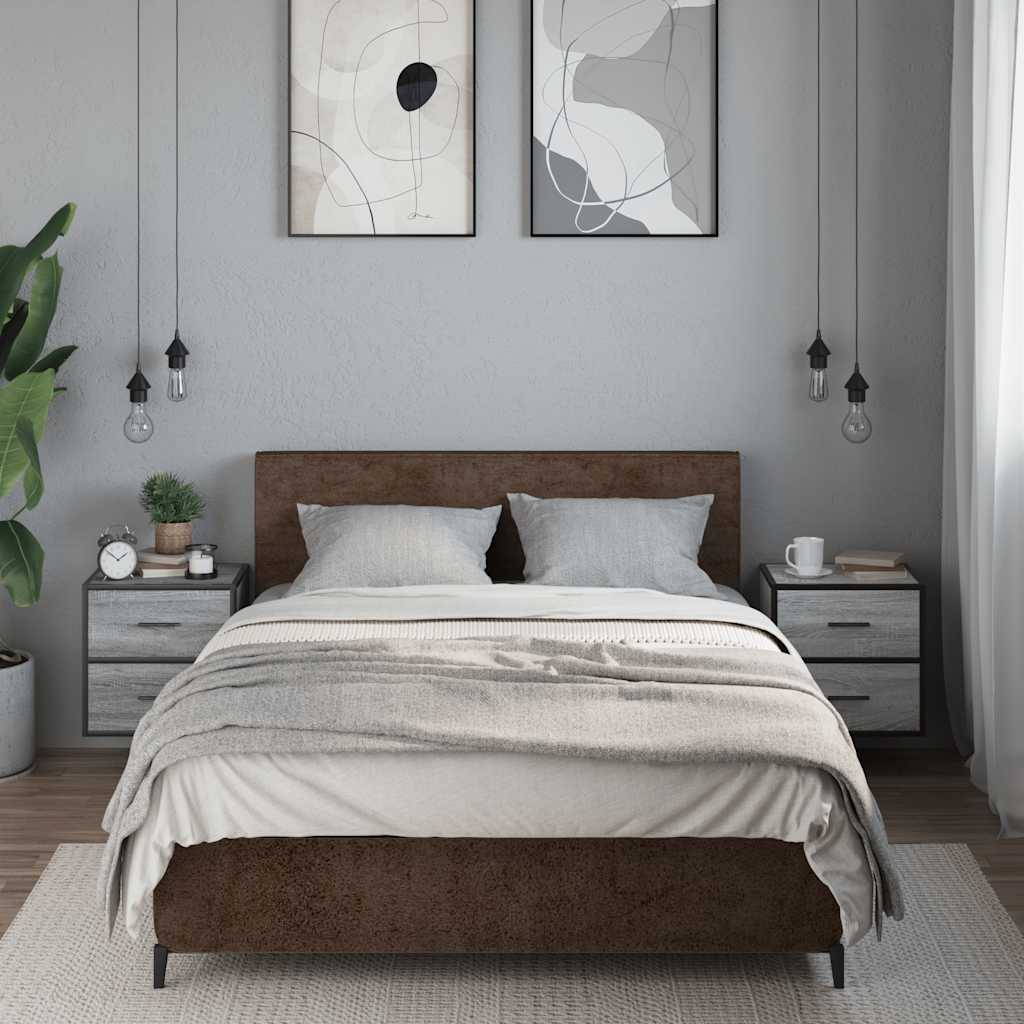 Wall-mounted bedside tables, 2 pieces, Sonoma gray, 40 x 31 x 39.5 cm
