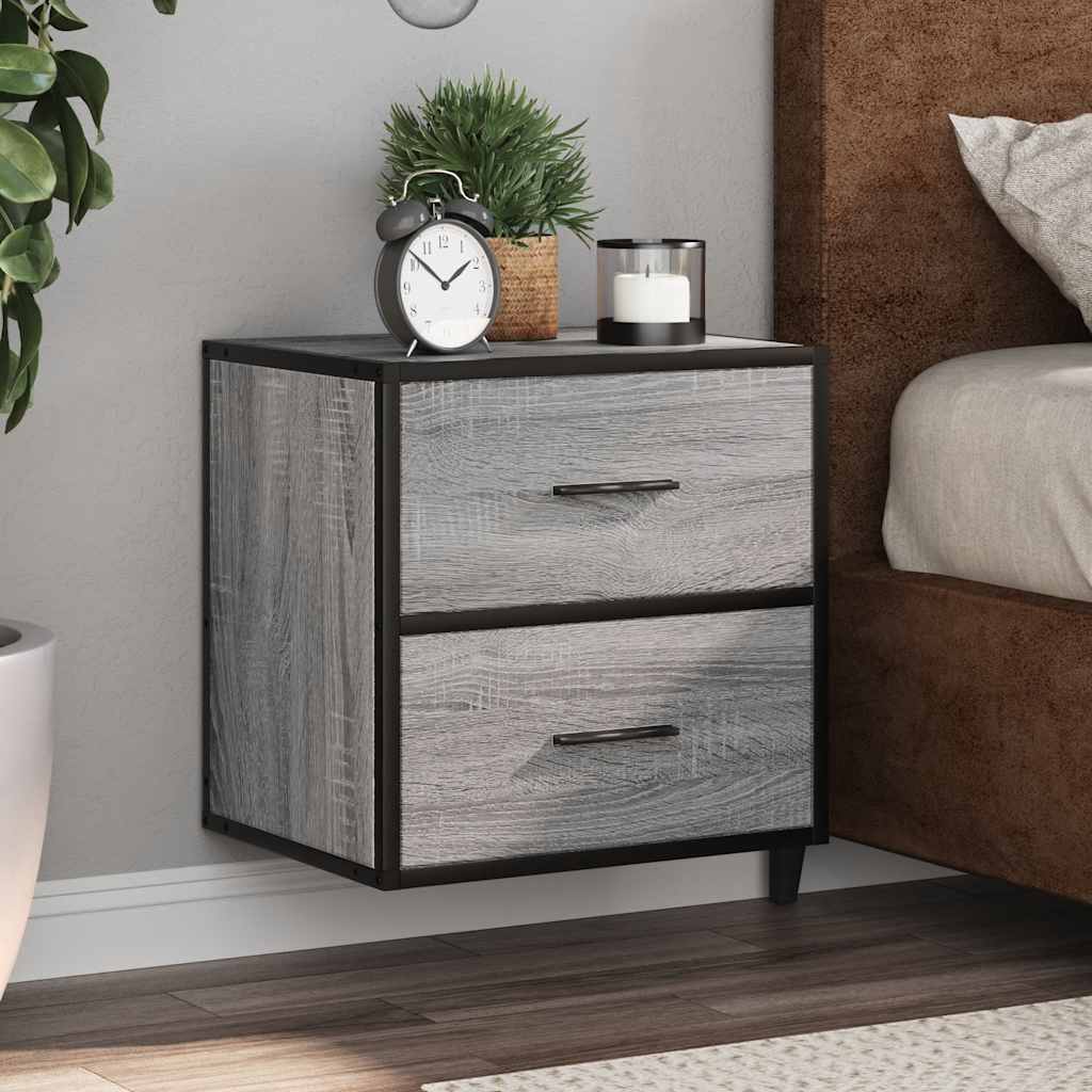 Wall-mounted bedside tables, 2 pieces, Sonoma gray, 40 x 31 x 39.5 cm