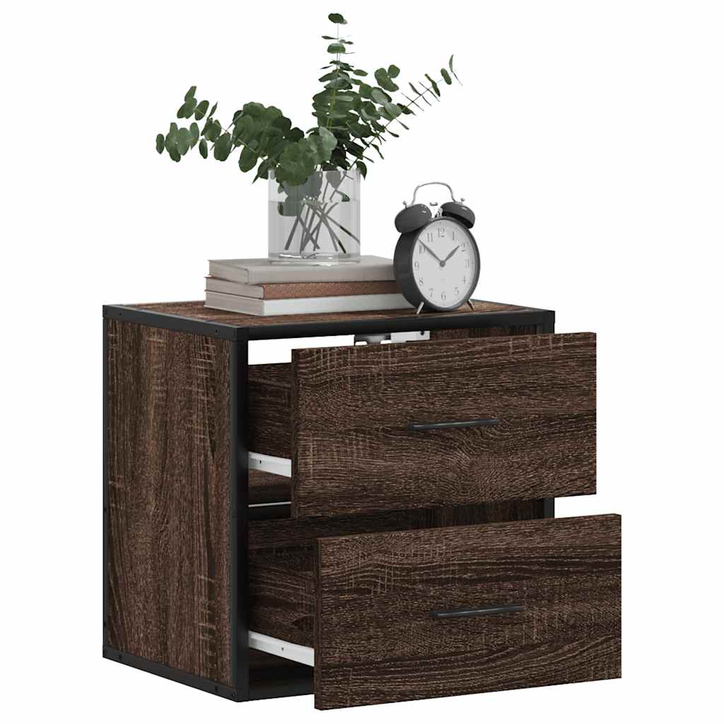 Wall-mounted bedside tables, 2 pieces, brown oak look, 40 x 31 x 39.5 cm