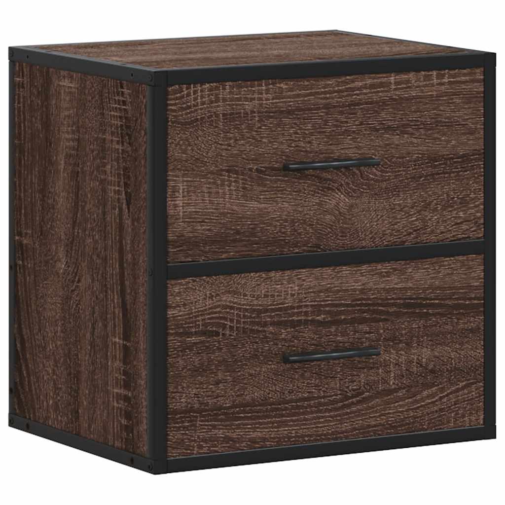 Wall-mounted bedside tables, 2 pieces, brown oak look, 40 x 31 x 39.5 cm