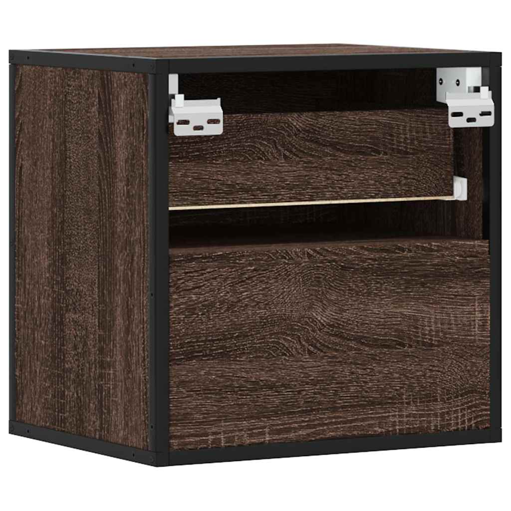 Wall-mounted bedside tables, 2 pieces, brown oak look, 40 x 31 x 39.5 cm