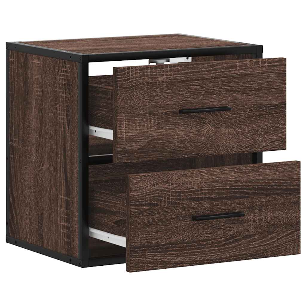 Wall-mounted bedside tables, 2 pieces, brown oak look, 40 x 31 x 39.5 cm