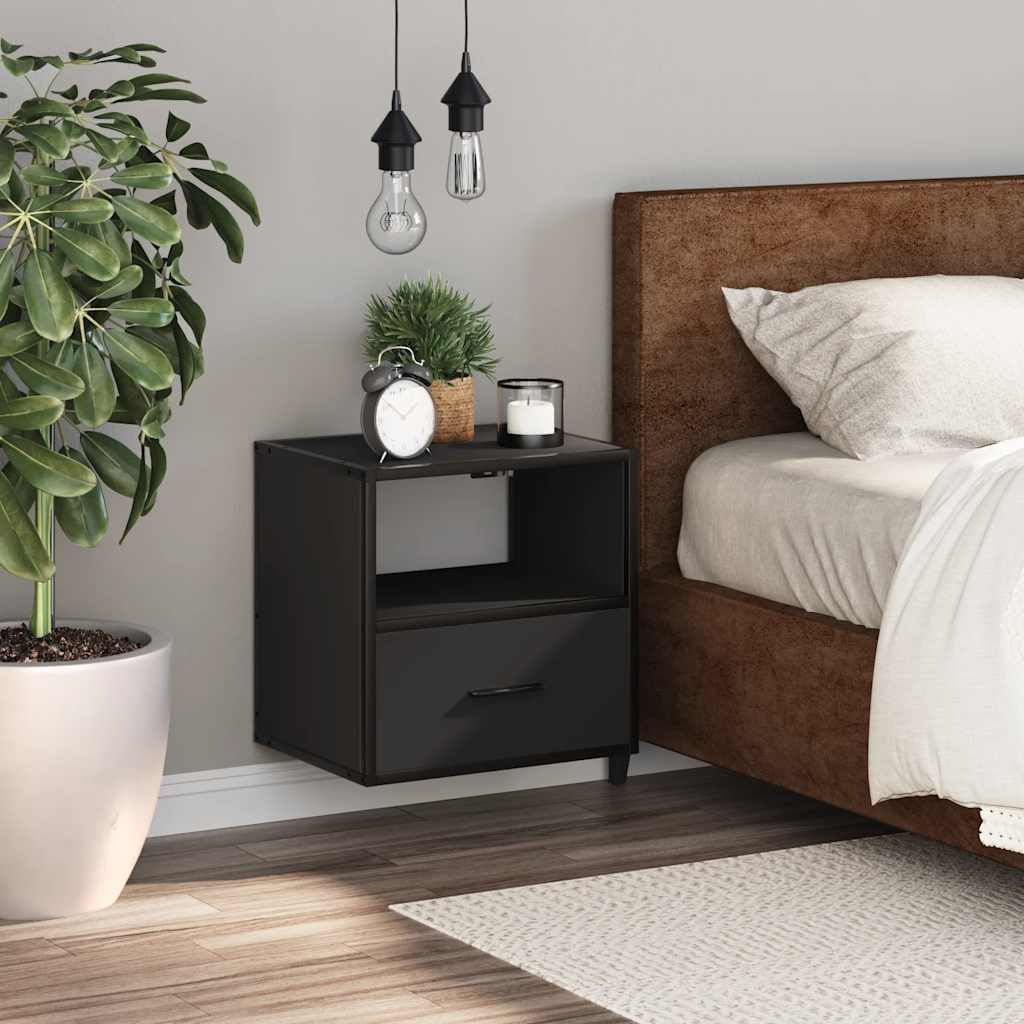 Wall-mounted bedside table black 40x31x39.5 cm