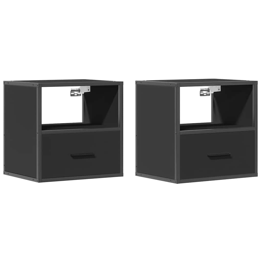 Wall-mounted bedside tables, 2 pieces, black, 40 x 31 x 39.5 cm
