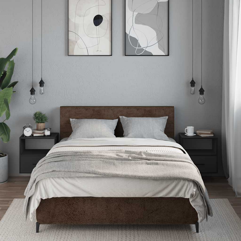 Wall-mounted bedside tables, 2 pieces, black, 40 x 31 x 39.5 cm