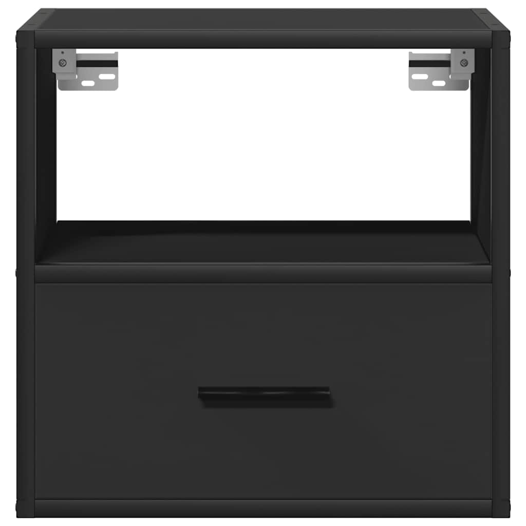 Wall-mounted bedside tables, 2 pieces, black, 40 x 31 x 39.5 cm