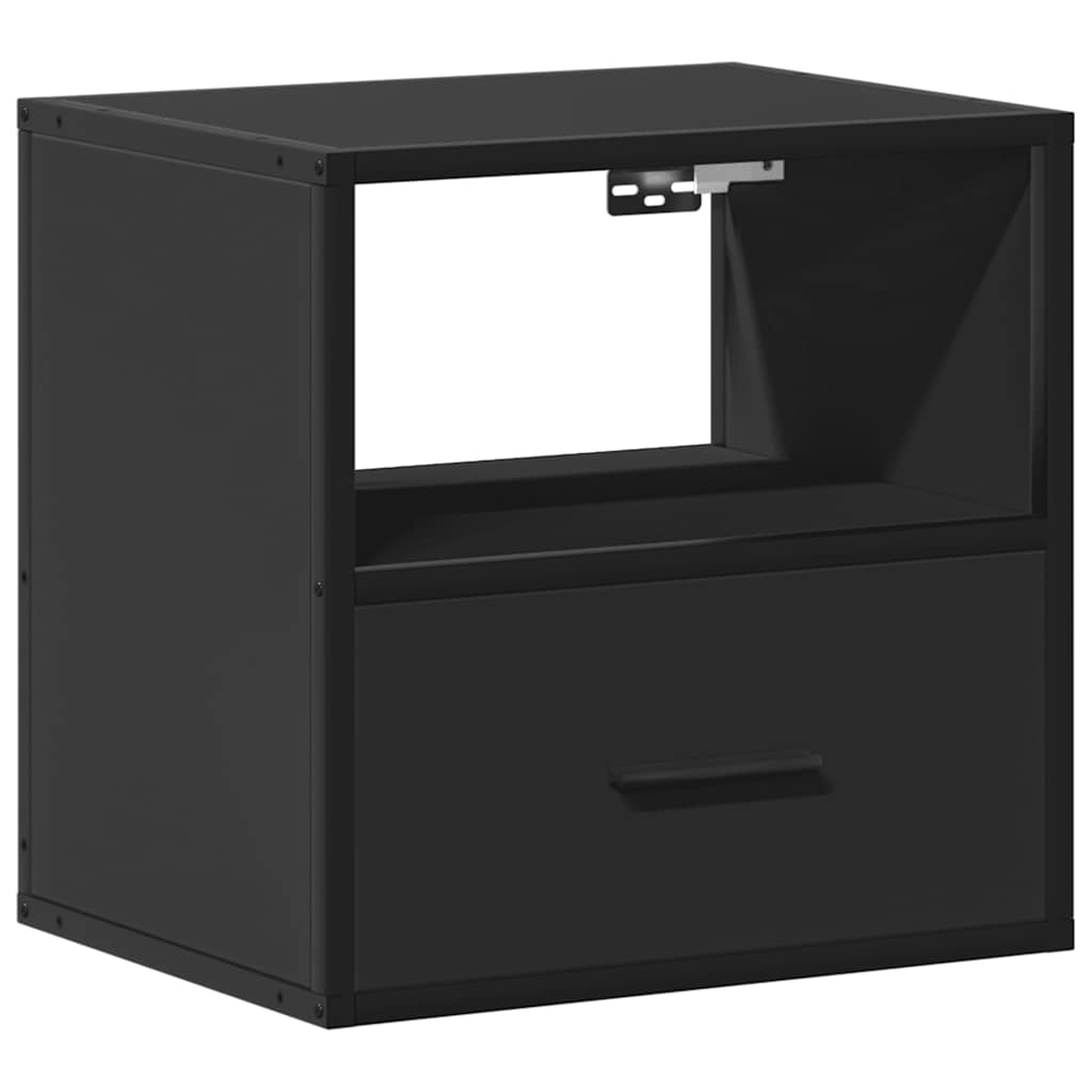 Wall-mounted bedside tables, 2 pieces, black, 40 x 31 x 39.5 cm