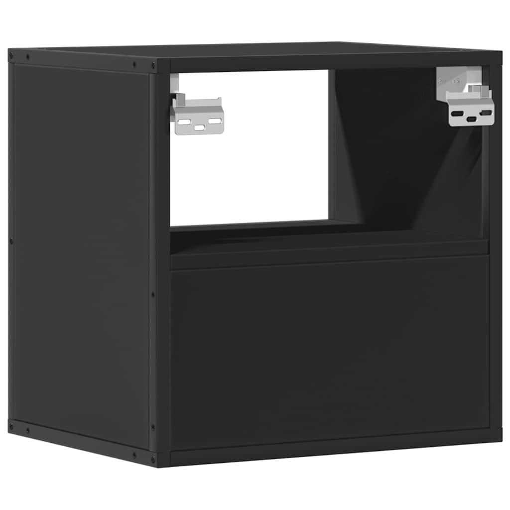 Wall-mounted bedside tables, 2 pieces, black, 40 x 31 x 39.5 cm