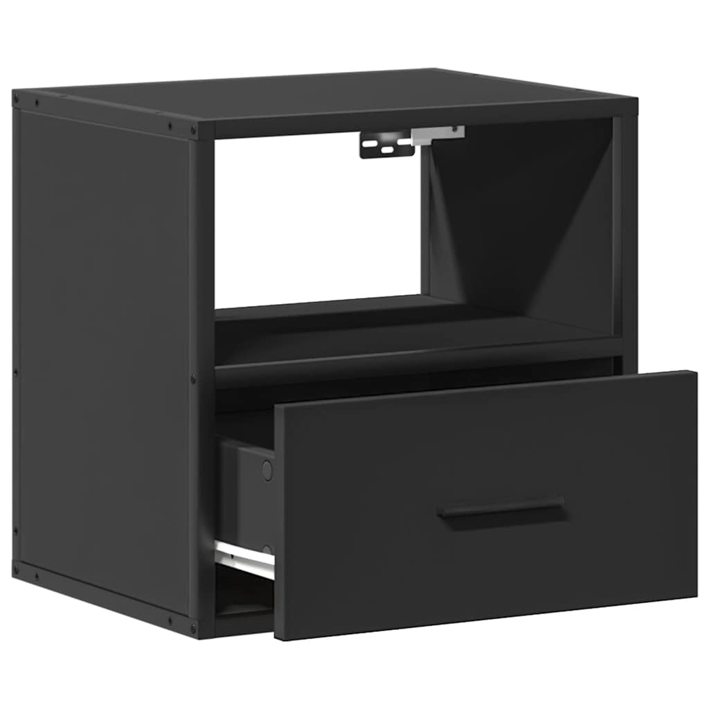 Wall-mounted bedside tables, 2 pieces, black, 40 x 31 x 39.5 cm