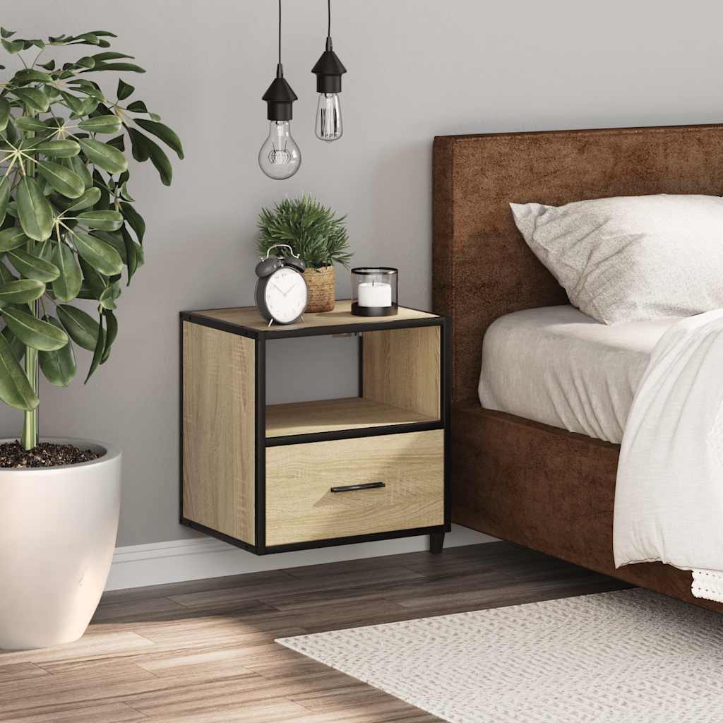 Wall-mounted bedside table Sonoma oak 40x31x39.5 cm
