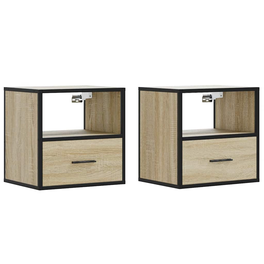 Wall-mounted bedside tables, 2 pieces, Sonoma oak, 40 x 31 x 39.5 cm