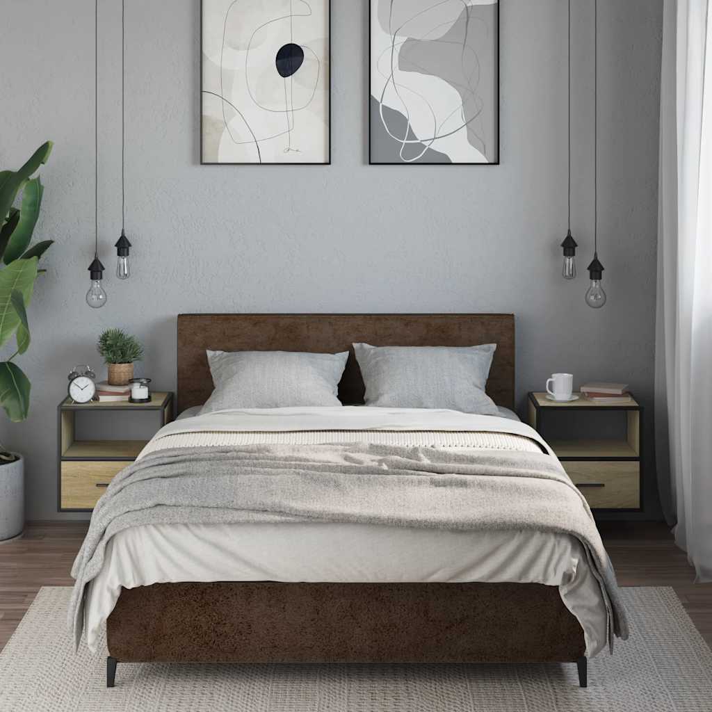 Wall-mounted bedside tables, 2 pieces, Sonoma oak, 40 x 31 x 39.5 cm