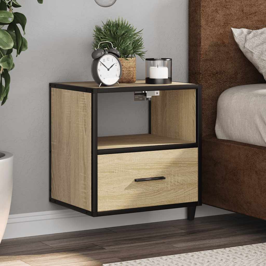 Wall-mounted bedside tables, 2 pieces, Sonoma oak, 40 x 31 x 39.5 cm