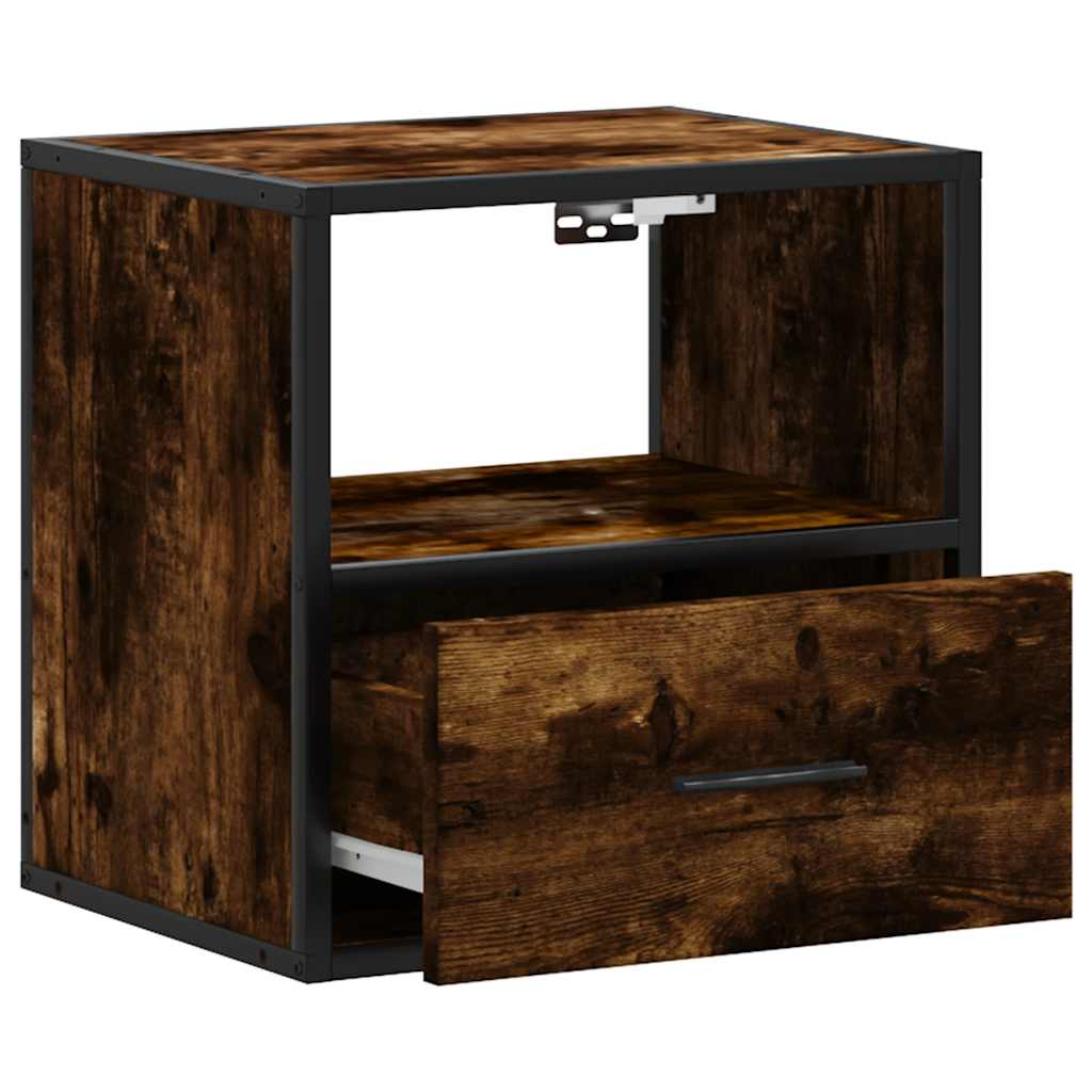 Wall-mounted bedside table smoked oak 40x31x39.5 cm