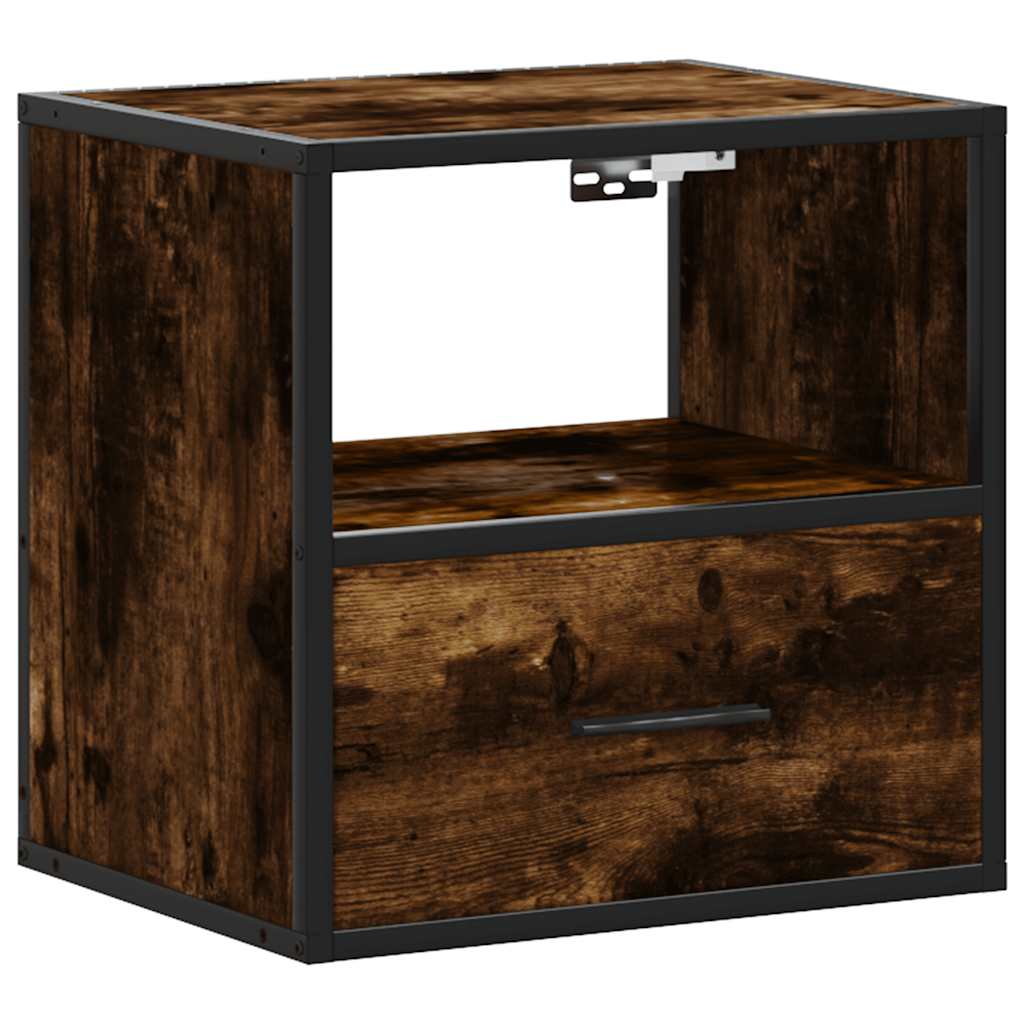 Wall-mounted bedside tables, 2 pieces, smoked oak, 40 x 31 x 39.5 cm