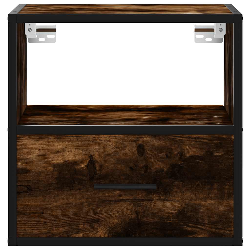 Wall-mounted bedside tables, 2 pieces, smoked oak, 40 x 31 x 39.5 cm
