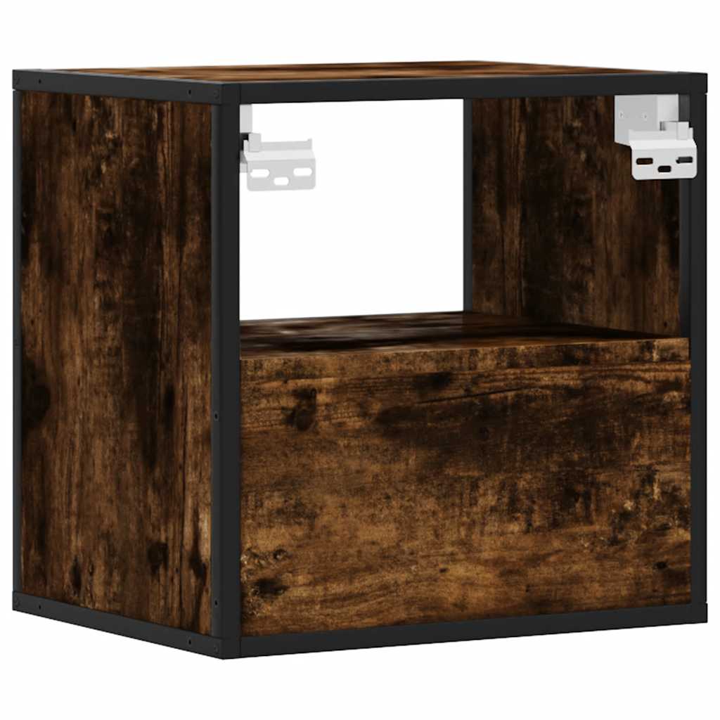 Wall-mounted bedside tables, 2 pieces, smoked oak, 40 x 31 x 39.5 cm