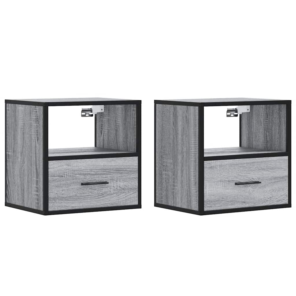 Wall-mounted bedside tables, 2 pieces, Sonoma gray, 40 x 31 x 39.5 cm