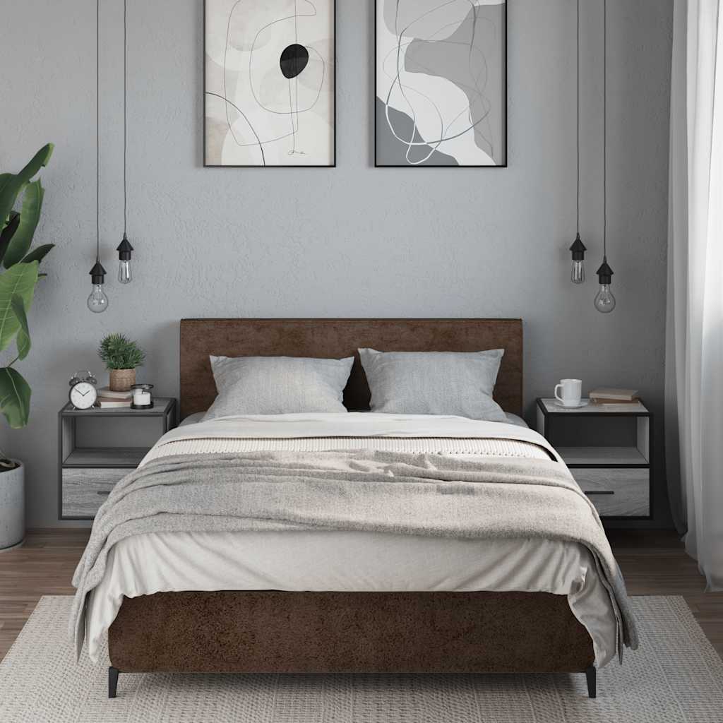 Wall-mounted bedside tables, 2 pieces, Sonoma gray, 40 x 31 x 39.5 cm