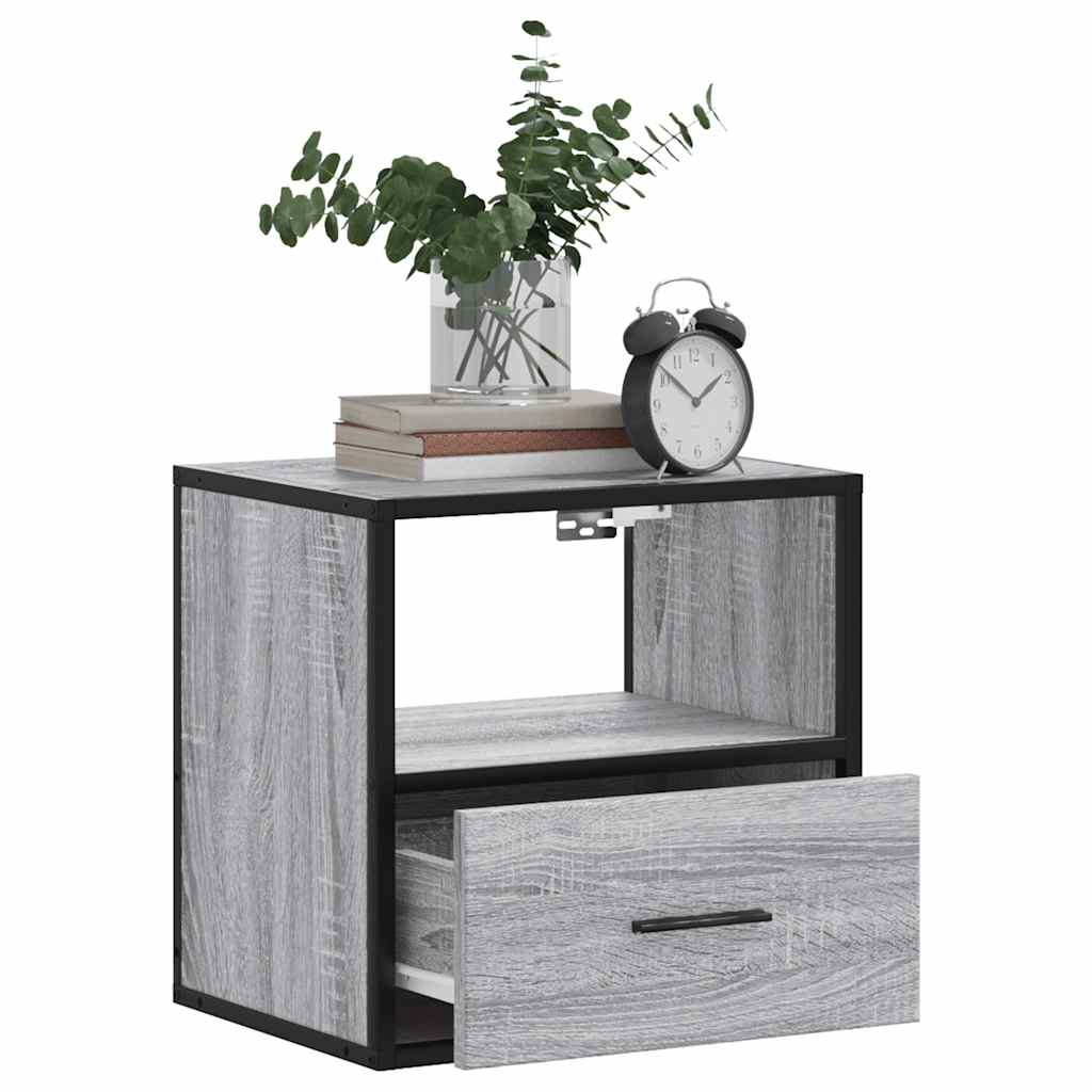 Wall-mounted bedside tables, 2 pieces, Sonoma gray, 40 x 31 x 39.5 cm