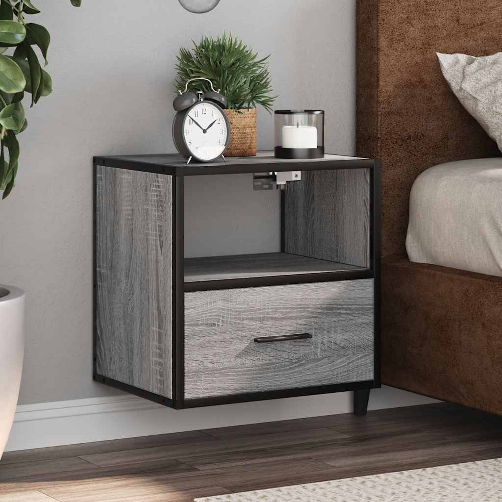 Wall-mounted bedside tables, 2 pieces, Sonoma gray, 40 x 31 x 39.5 cm