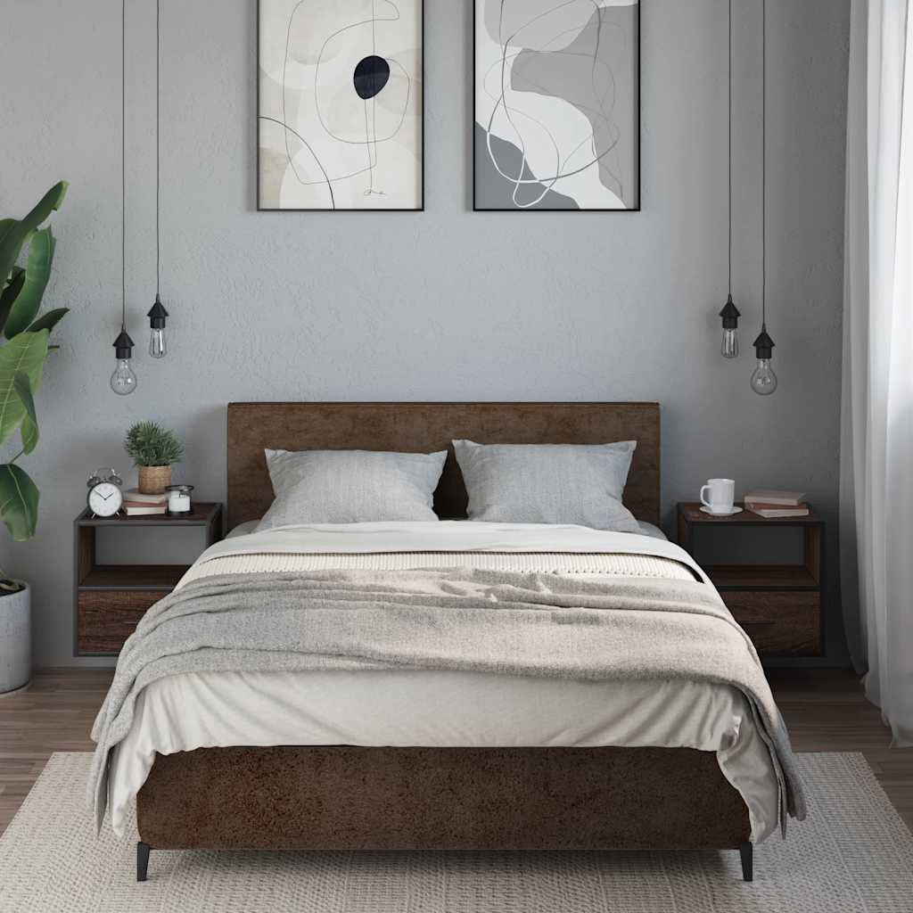 Wall-mounted bedside tables, 2 pieces, brown oak look, 40 x 31 x 39.5 cm